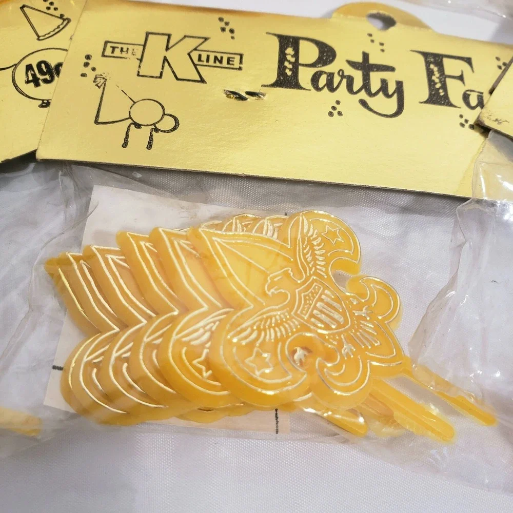 Vintage Lot Of 6 Packs Girl Scout GOLD Emblem 36 Cupcake Toppers Cake *NEW*
